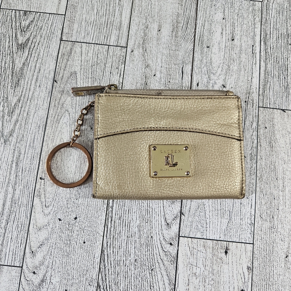 Lauren Ralph Lauren Mini Gold Coin Wallet Front Logo Zip